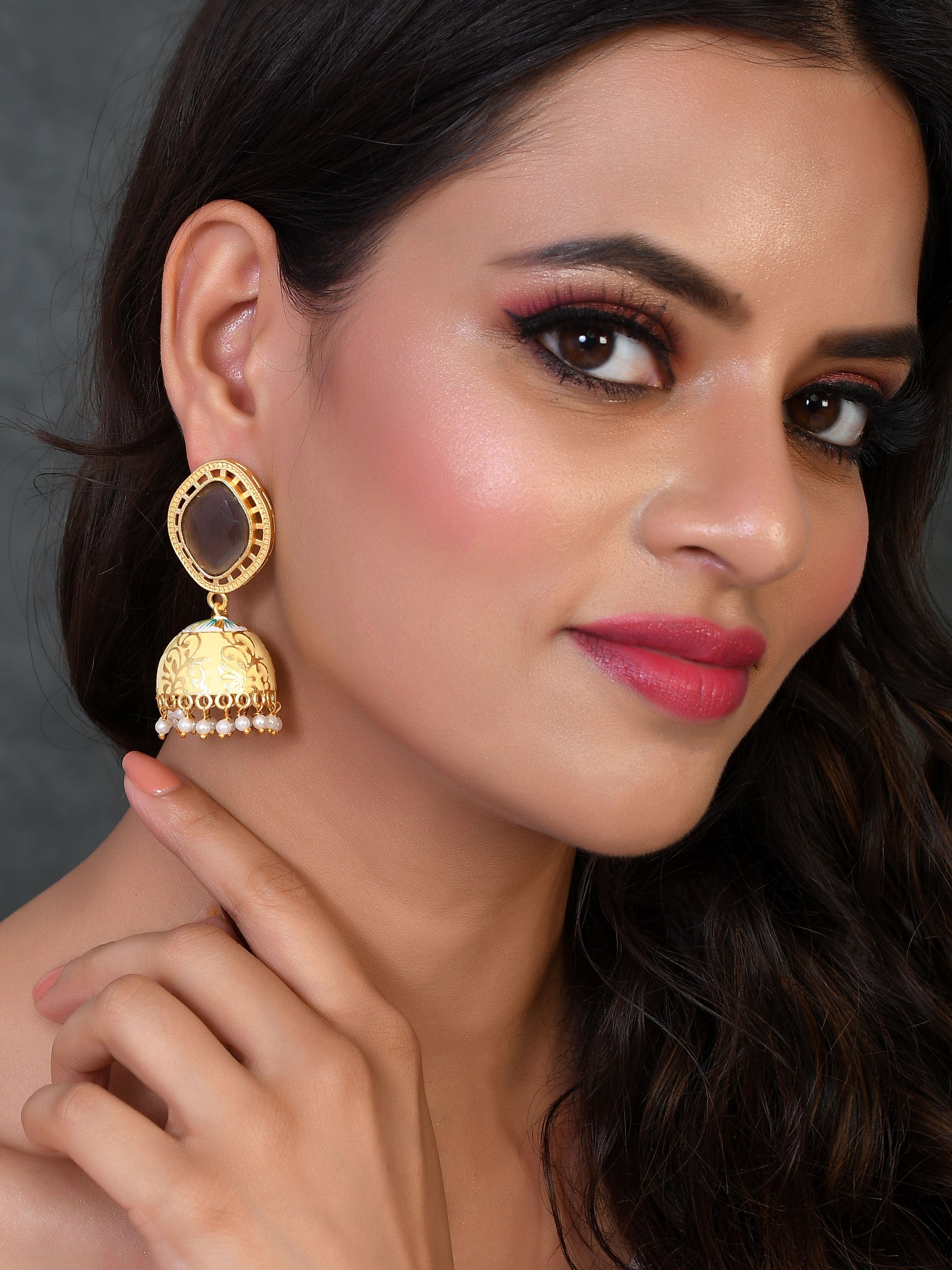 Gold Plated Circular Drop Earrings for Women Online