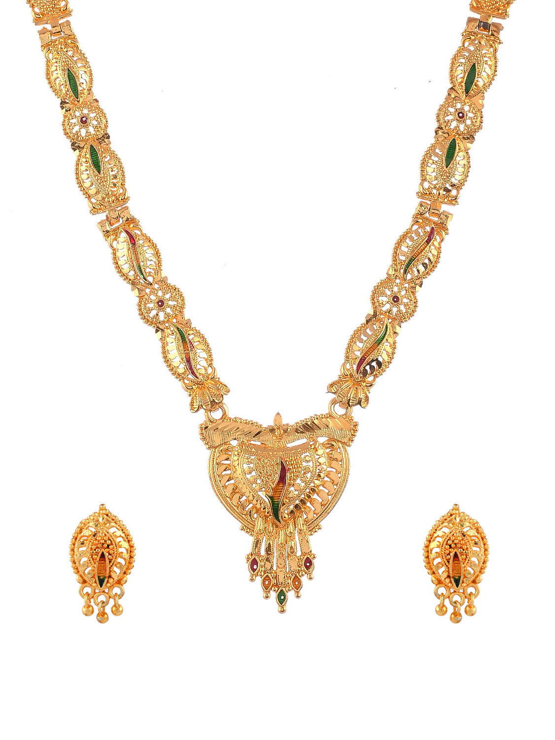 Gold Plated Handcrafted Meenakari Jewellery Set