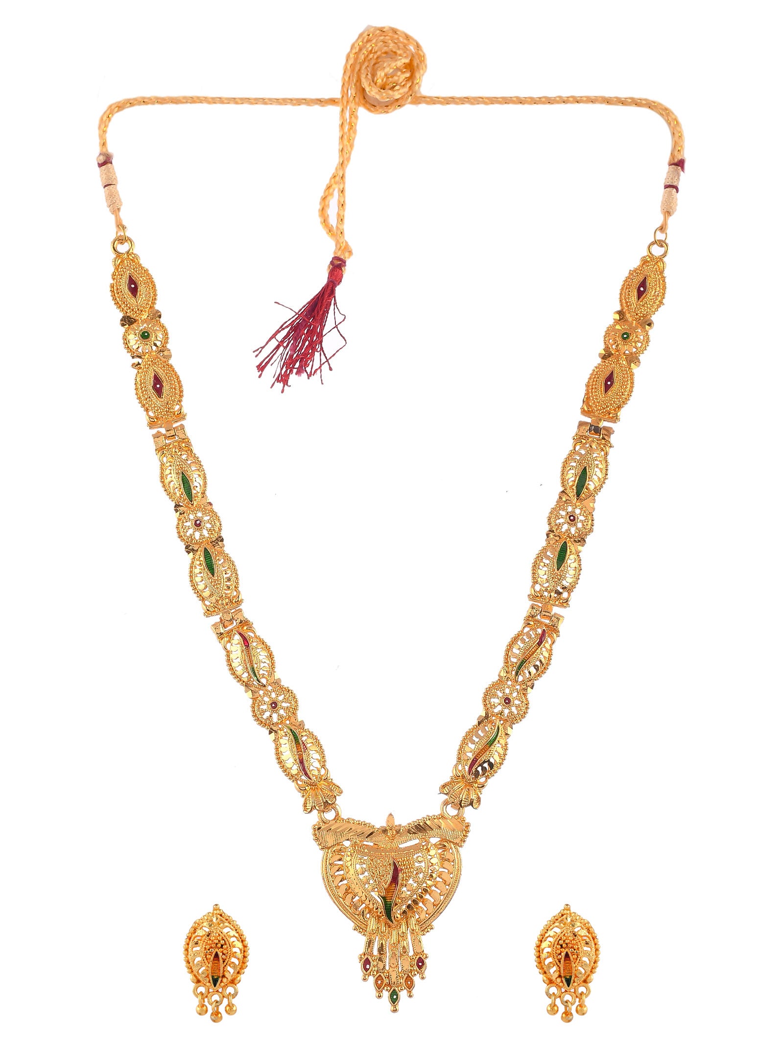 Gold Plated Handcrafted Meenakari Jewellery Set