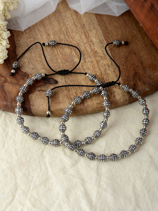 Silver Plated Oxidized Black Thread Payals - Anklets for Women Online
