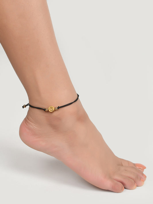 Affinity Bronze Charm Black Thread Anklets for Women Online