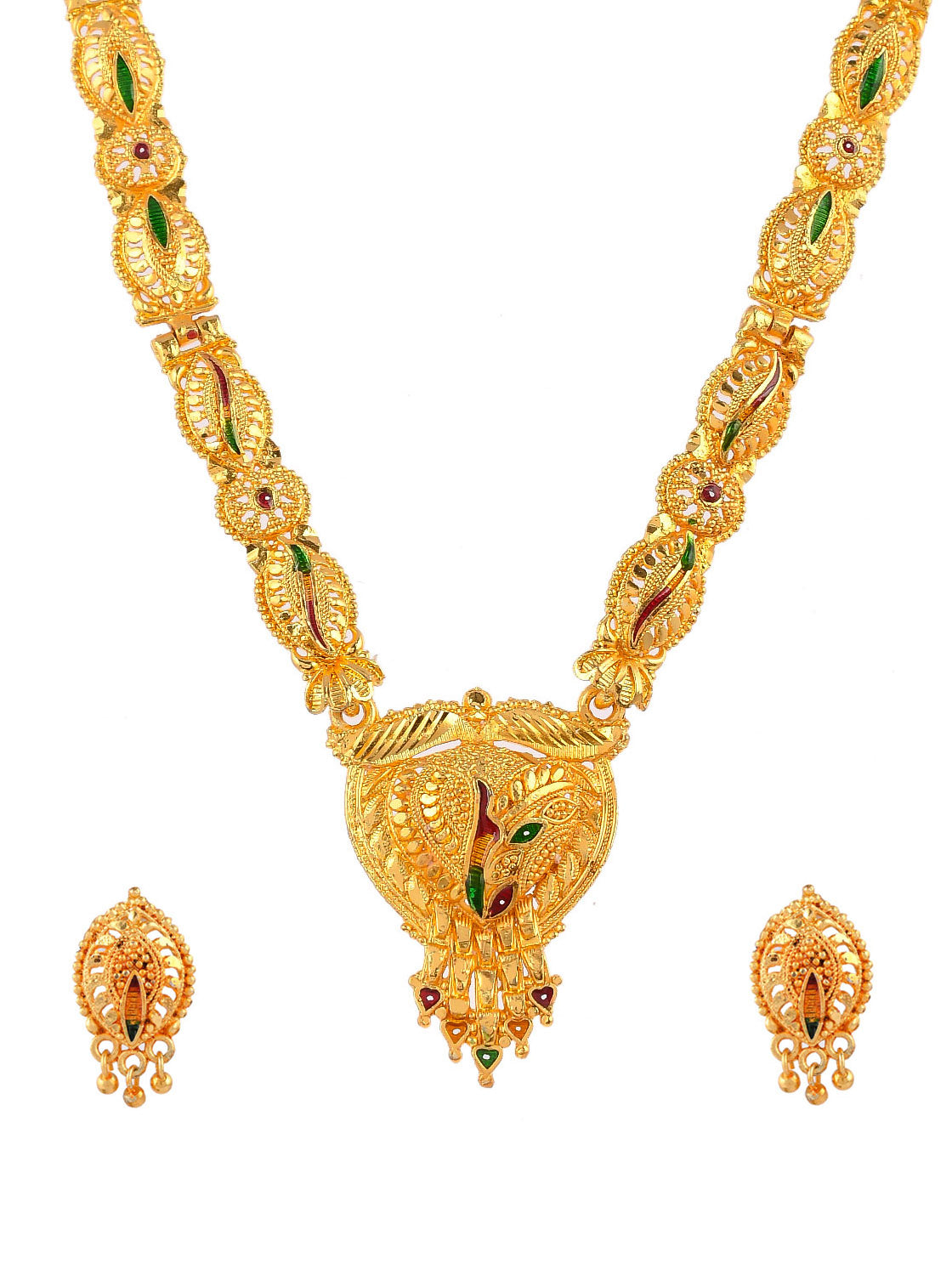 Gold Plated Ethnic Long Temple Jewellery Set