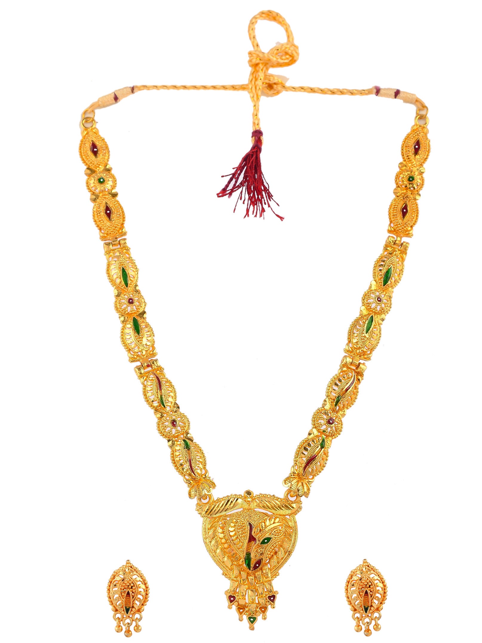 Gold Plated Ethnic Long Temple Jewellery Set