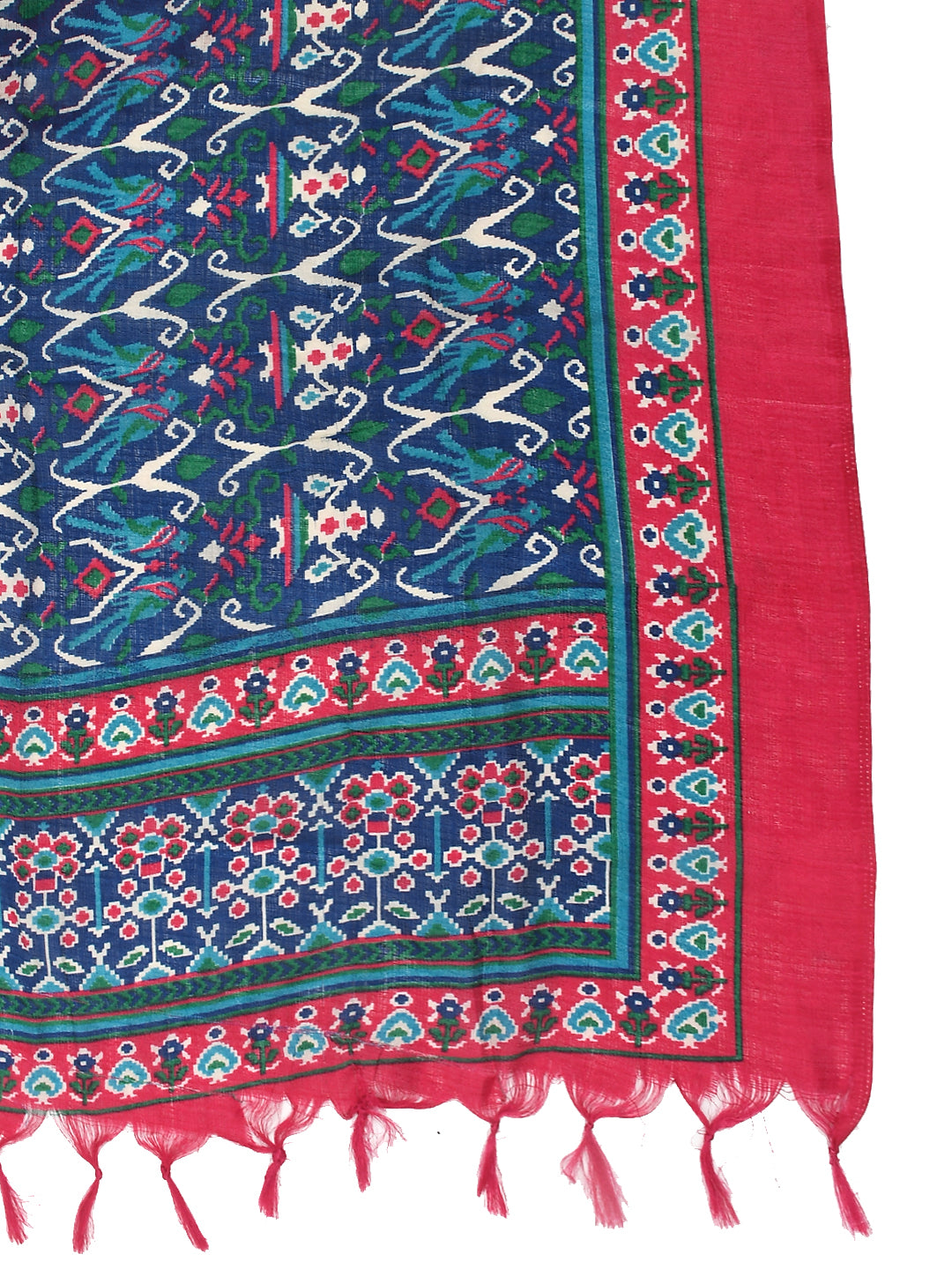 Kesarya Pink Blue Patola Printed Dupatta