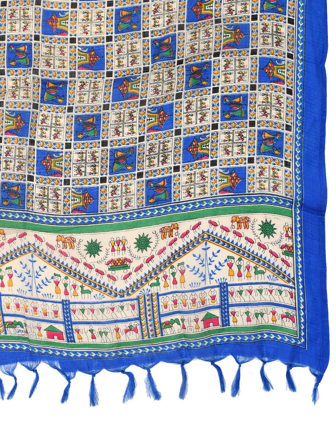 Blue White Kalamkari Printed Dupatta