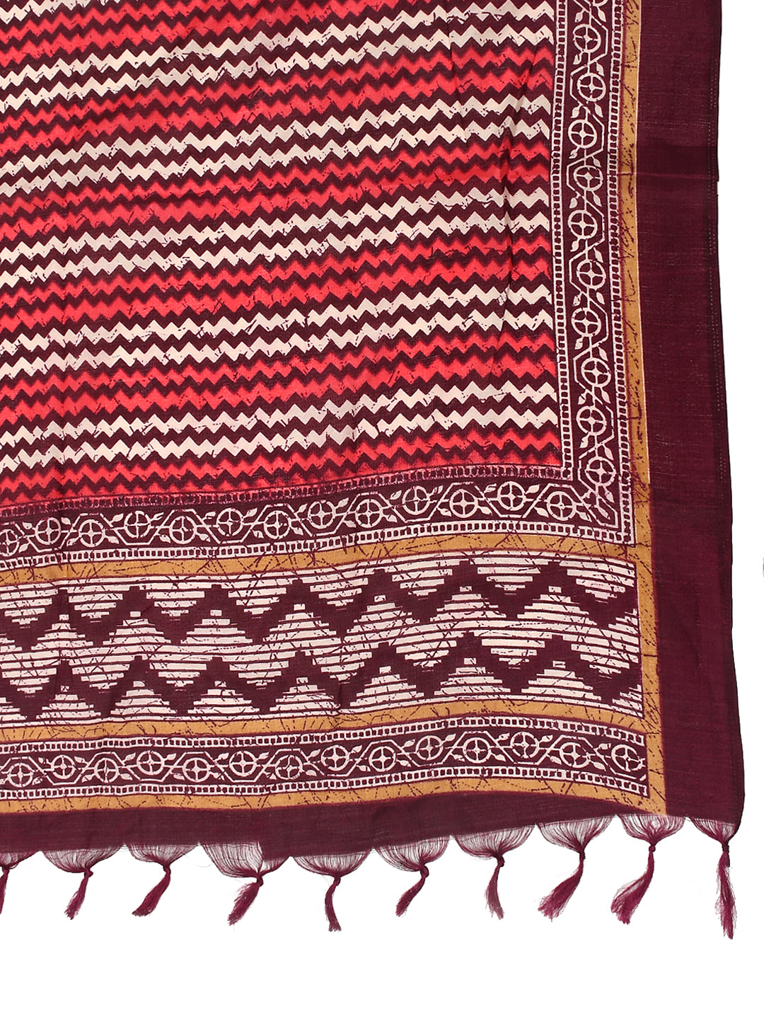 Kasarya Pink Maroon Geometric Printed Dupatta