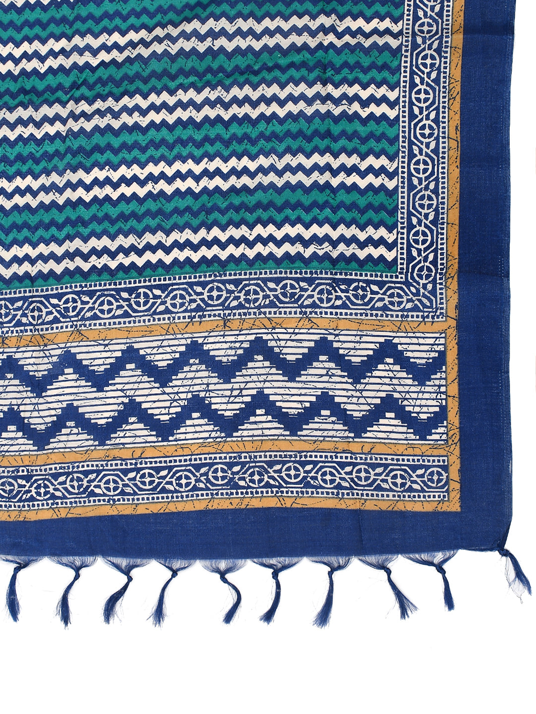 Kesarya Blue Green Geometric Printed Dupatta