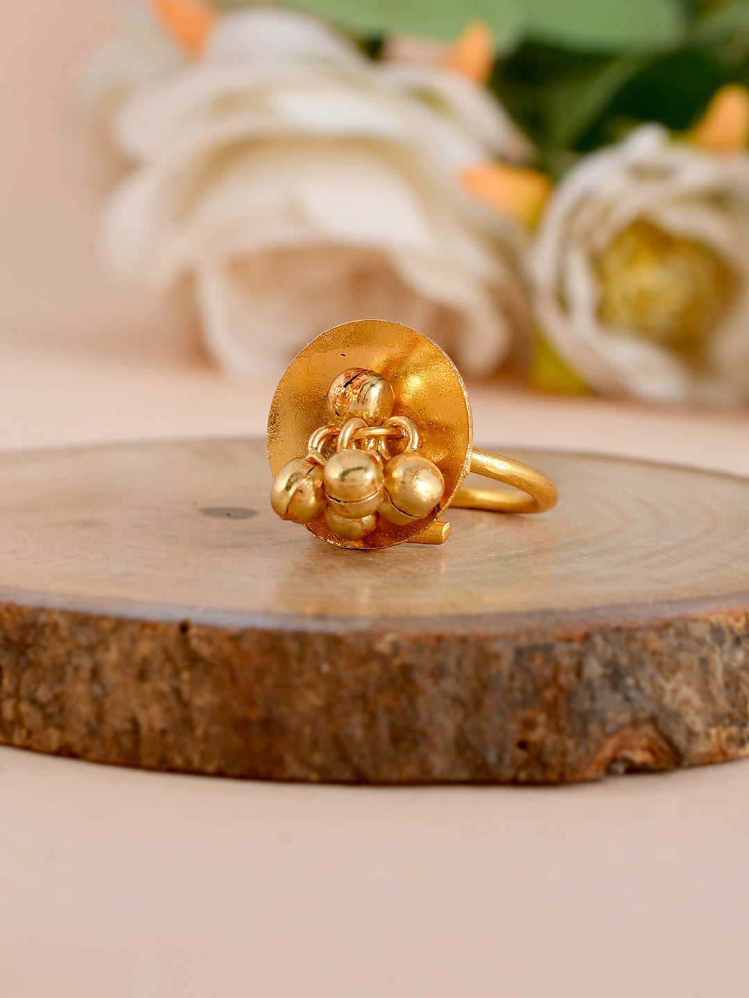 Gold Plated Disc  Designer Ghungroo Ring