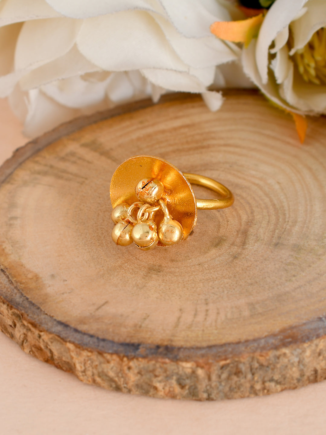 Gold Plated Disc  Designer Ghungroo Ring