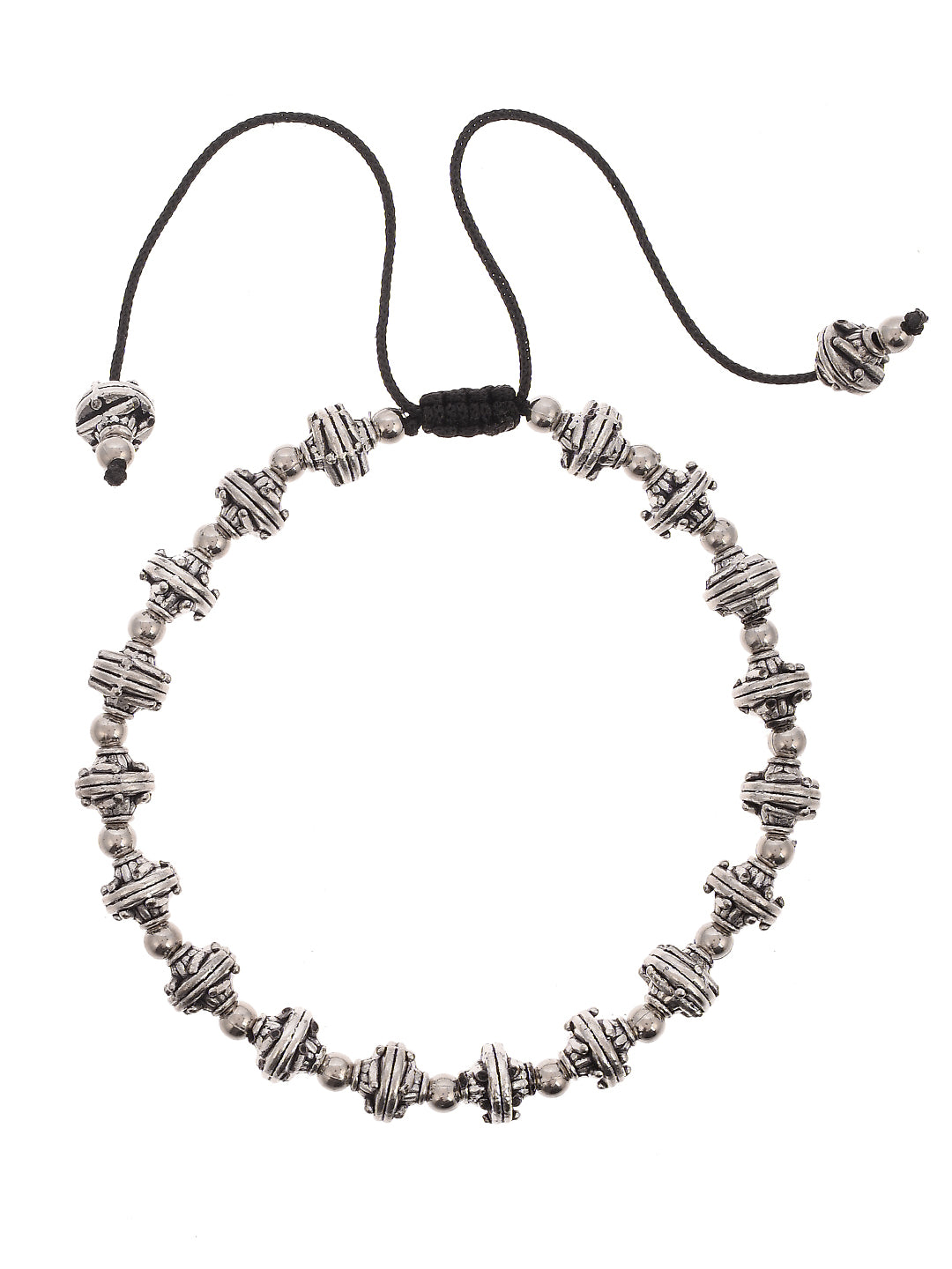 Silver Plated Oxidized Black Thread Anklets for women