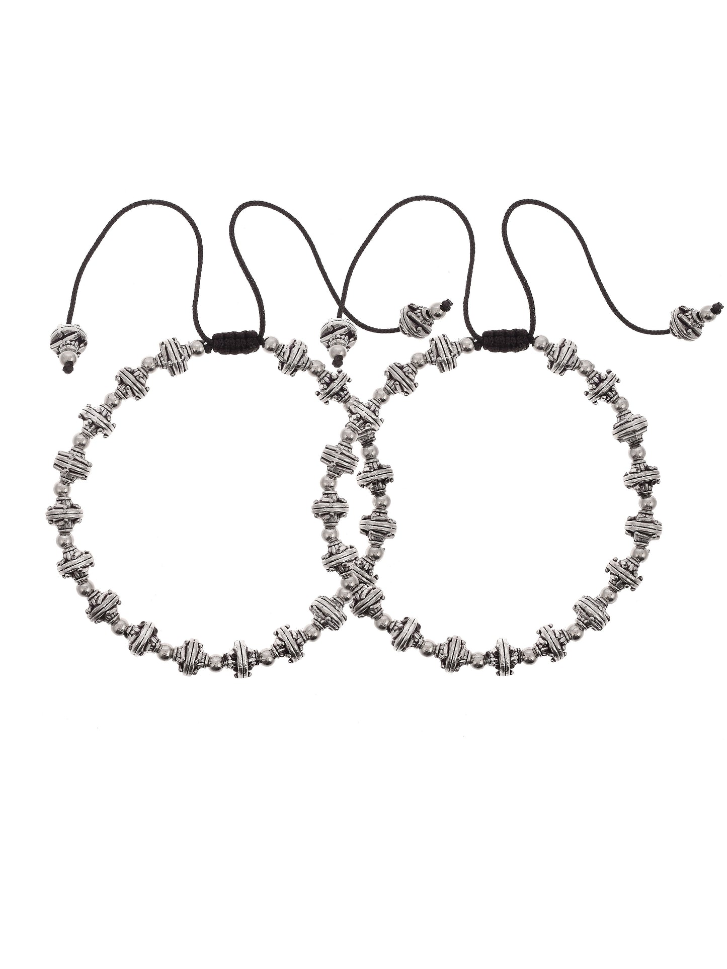Silver Plated Oxidized Black Thread Anklets for women