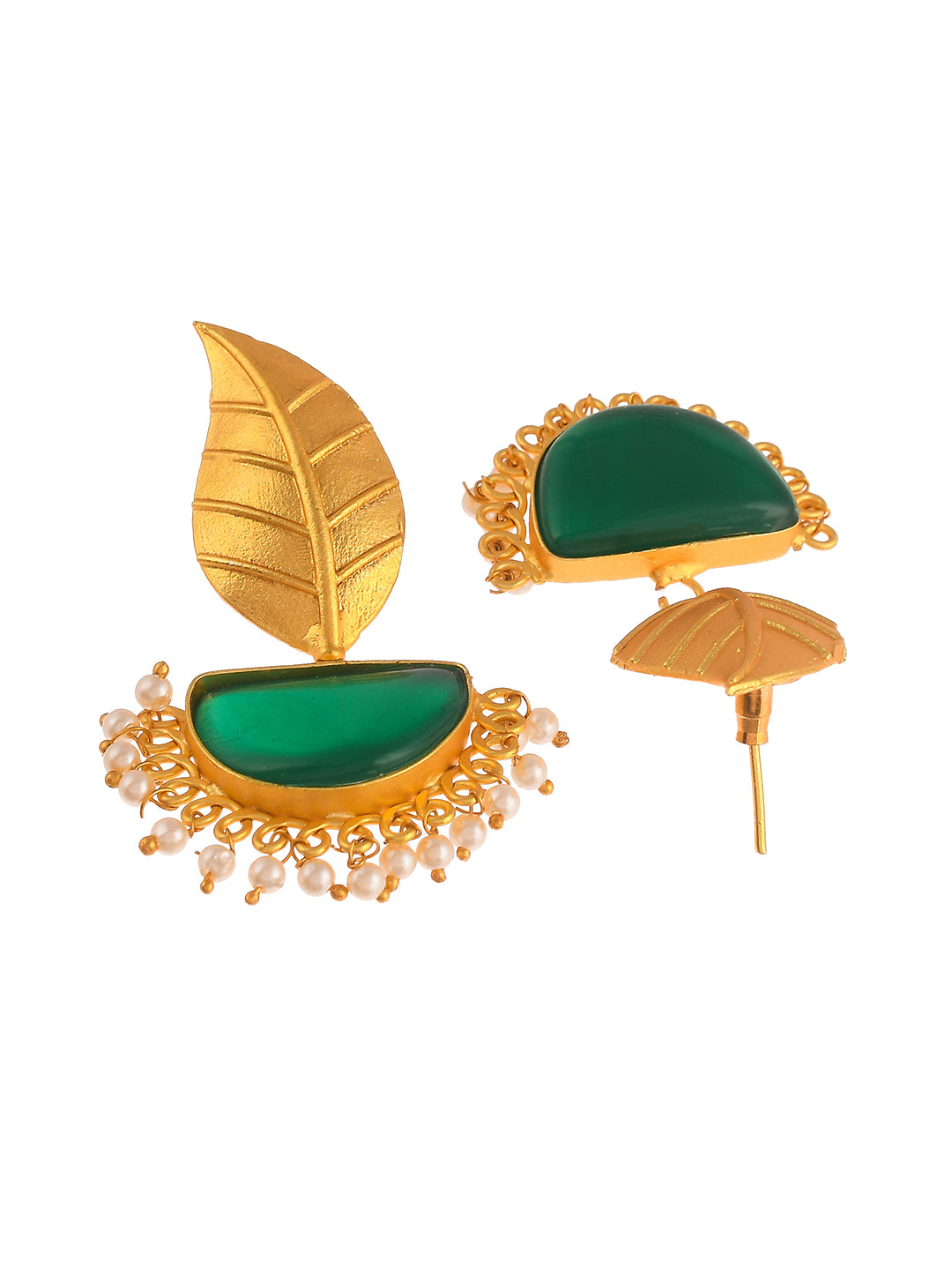 Gold Plated Traditional Leaf Handcrafted Drop Earrings