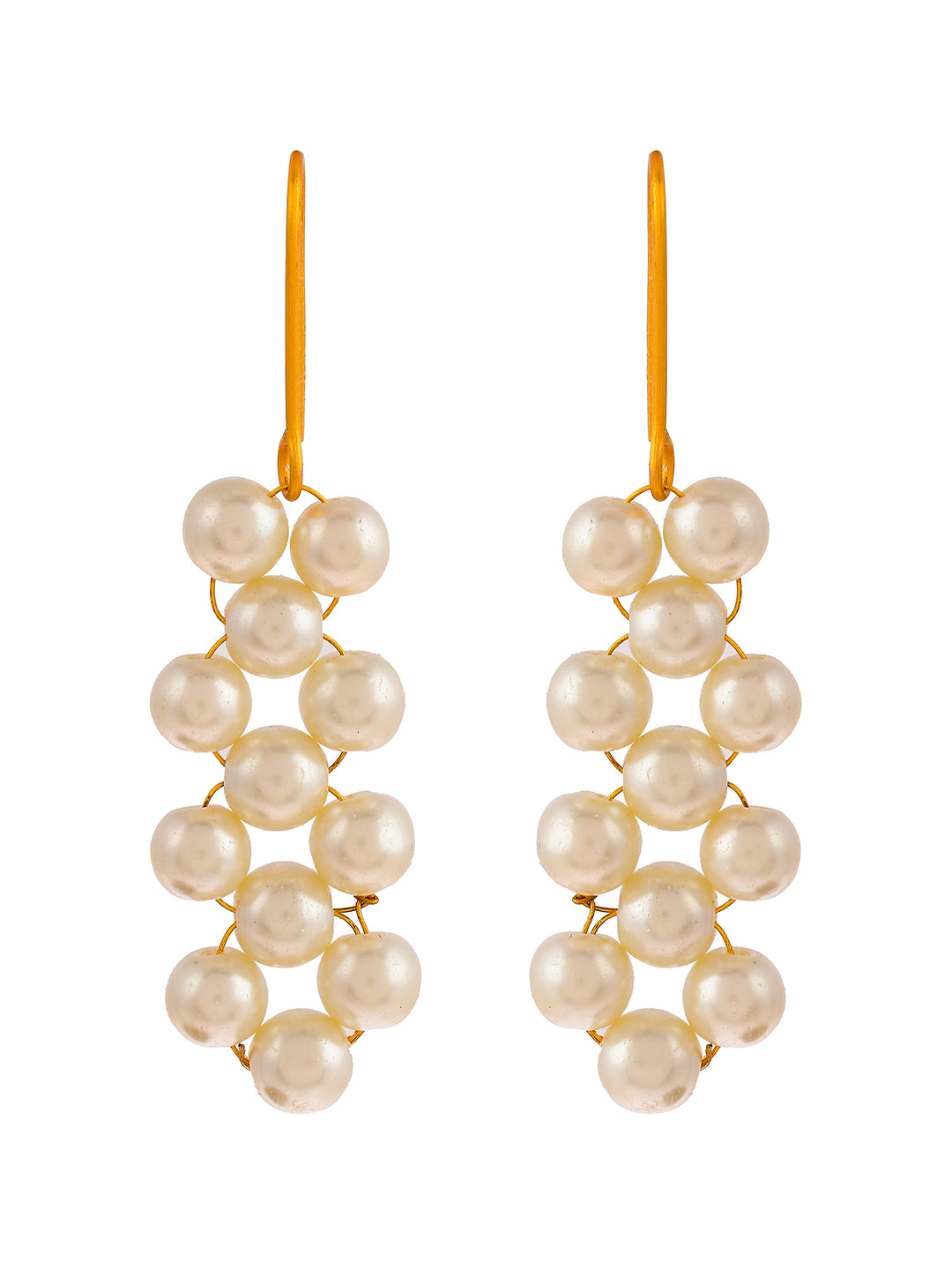 Gold Plated Pearl Beads Western Drop Earrings