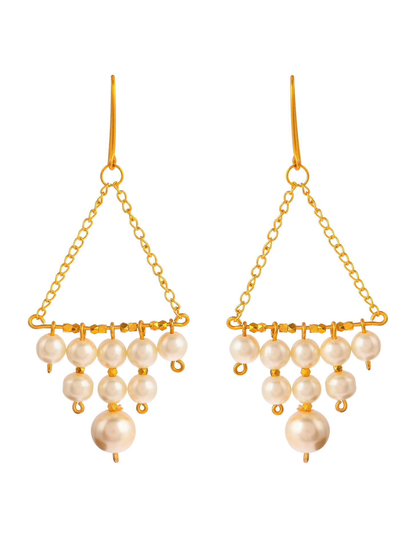 Gold Plated Contemporary Pearl Earrings For Women