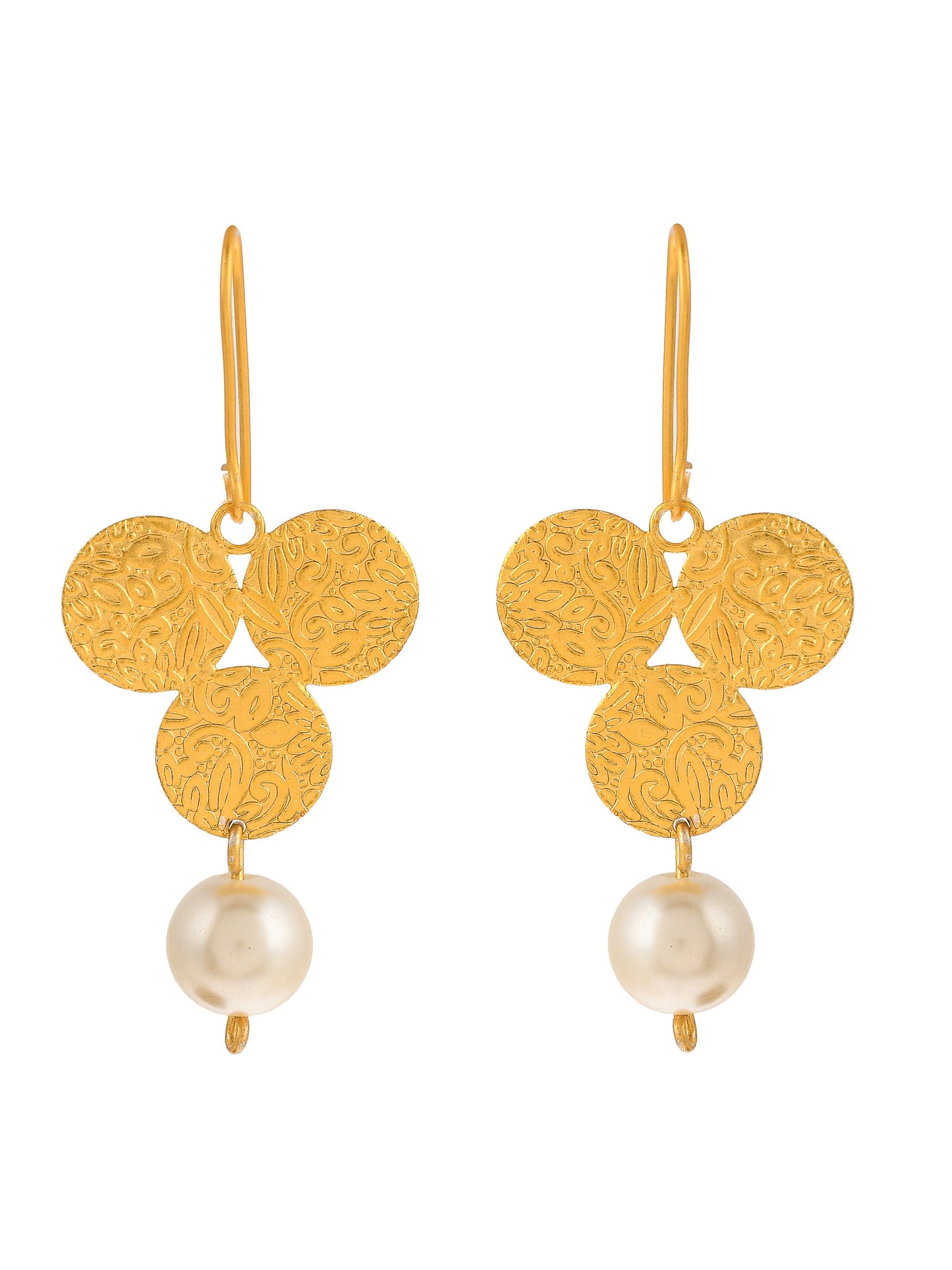 Gold Plated Pearl Beads Drop Earrings