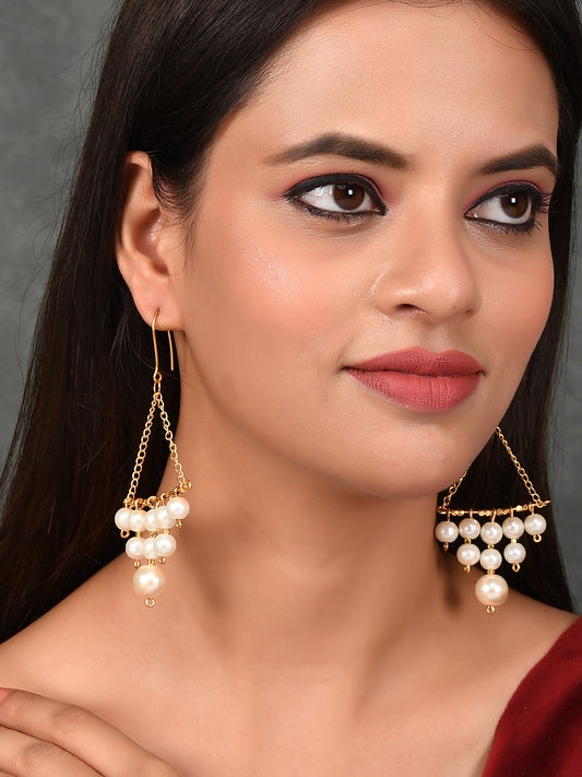 Gold Plated Contemporary Pearl Earrings for Women Online