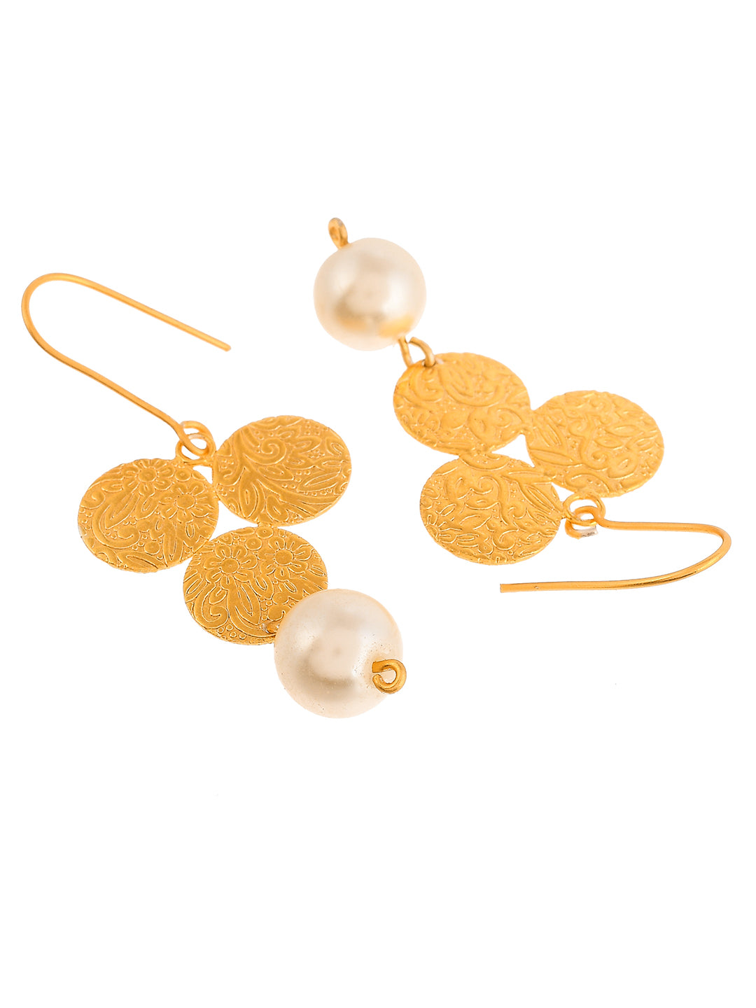 Gold Plated Pearl Beads Drop Earrings