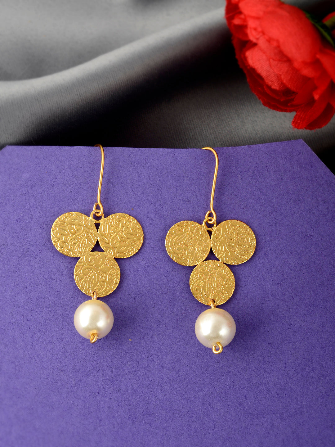 Gold Plated Pearl Beads Drop Earrings for Women Online