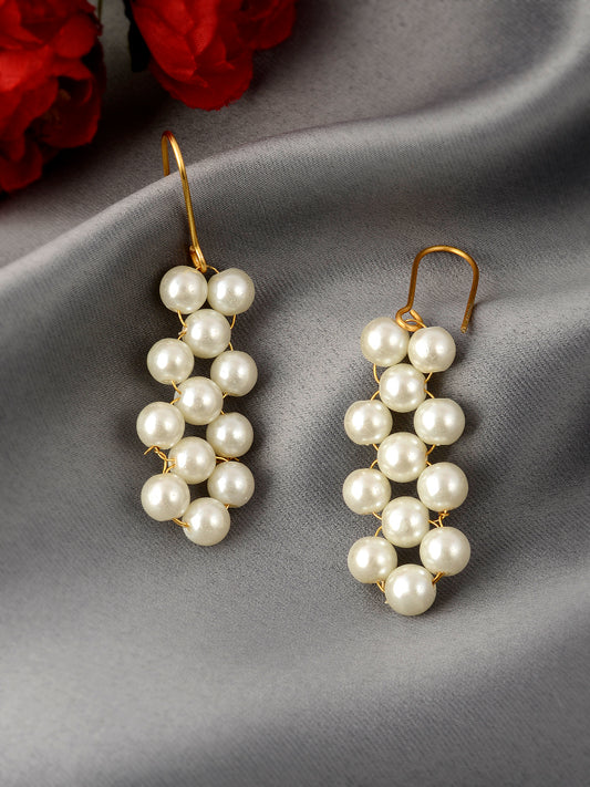 Gold Plated Pearl Beads Western Drop Earrings for Women Online