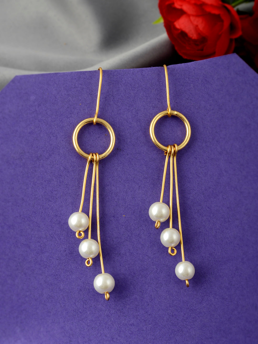 Gold Plated Pearl Beads Western Drop Earring