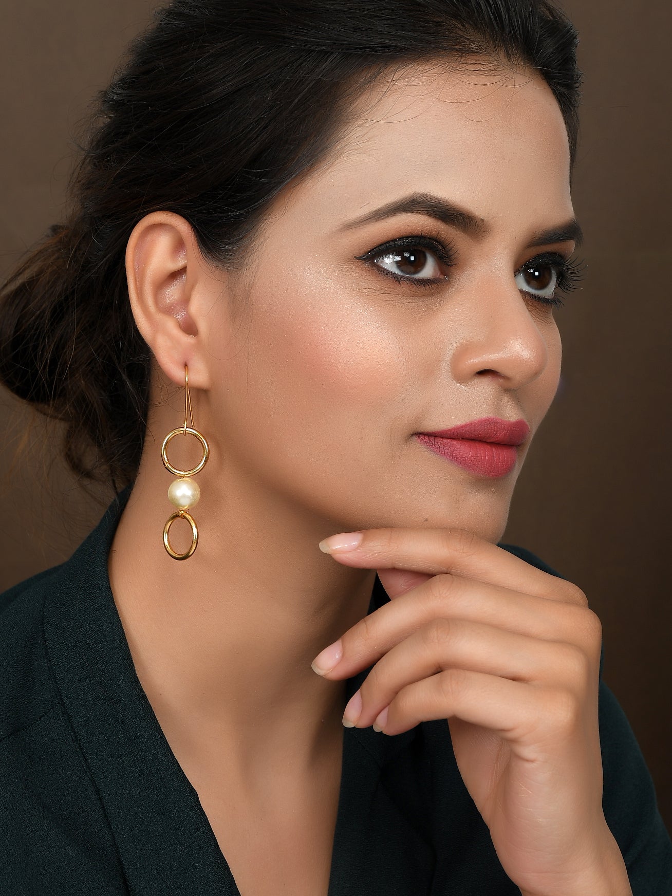 Gold Plated Pearl Bead Drop Earrings for Women Online