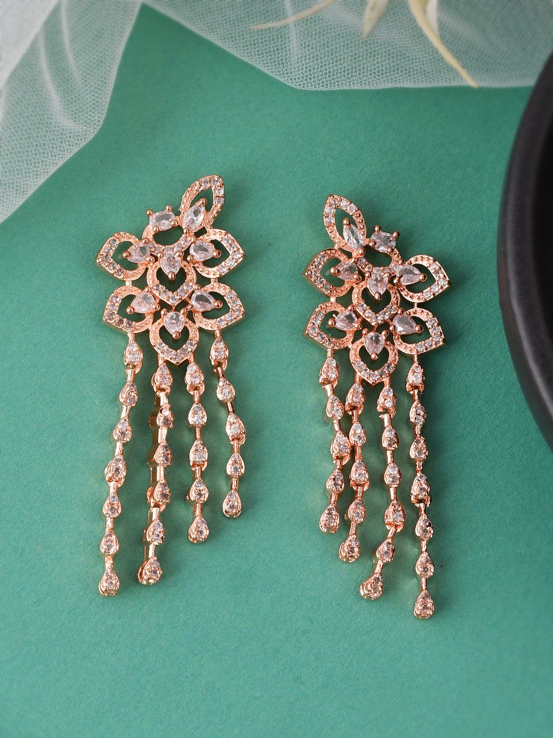 Rose Gold Contemporary Drop Earrings