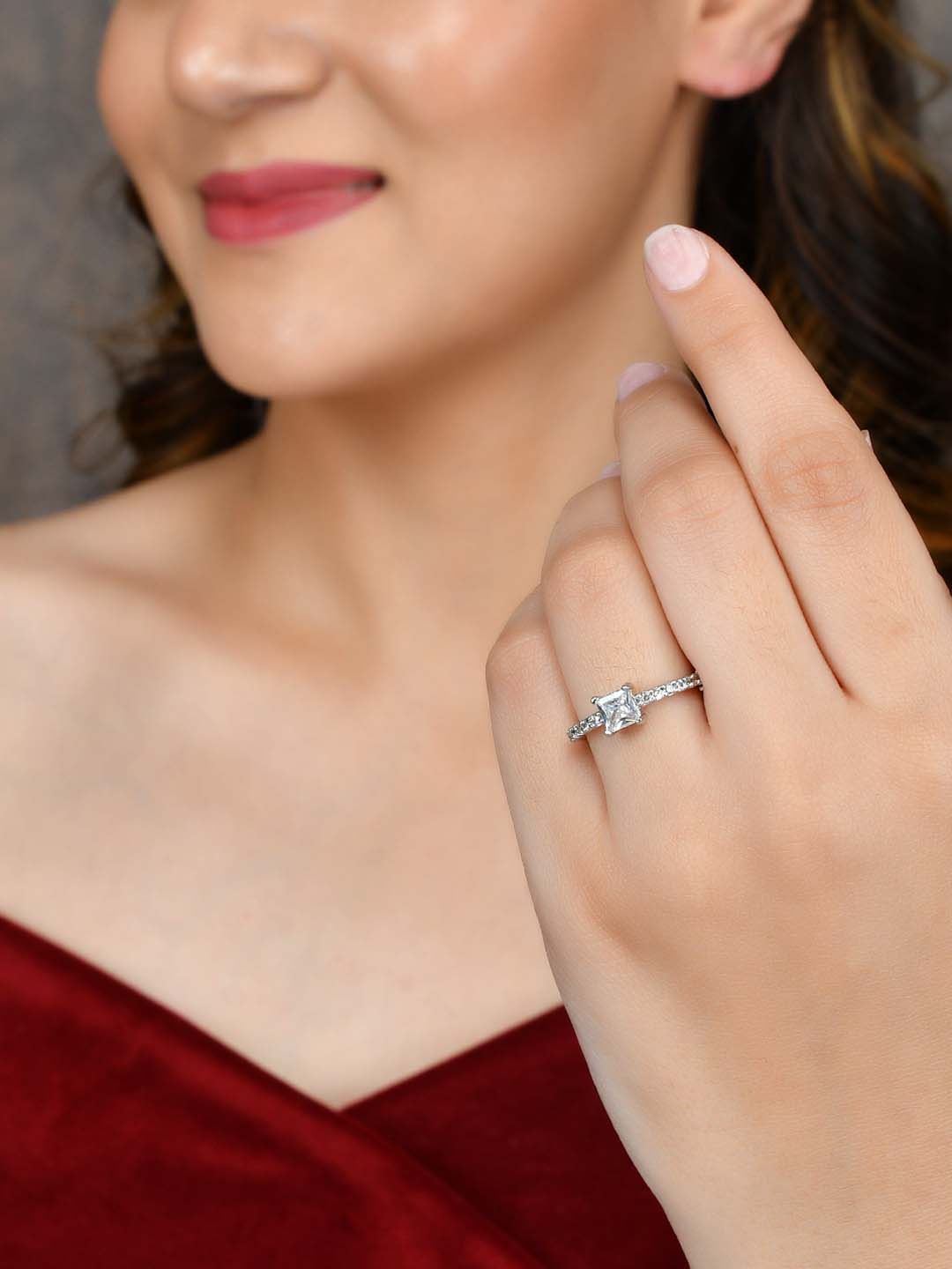 American Diamond Western Adjustable Finger Ring