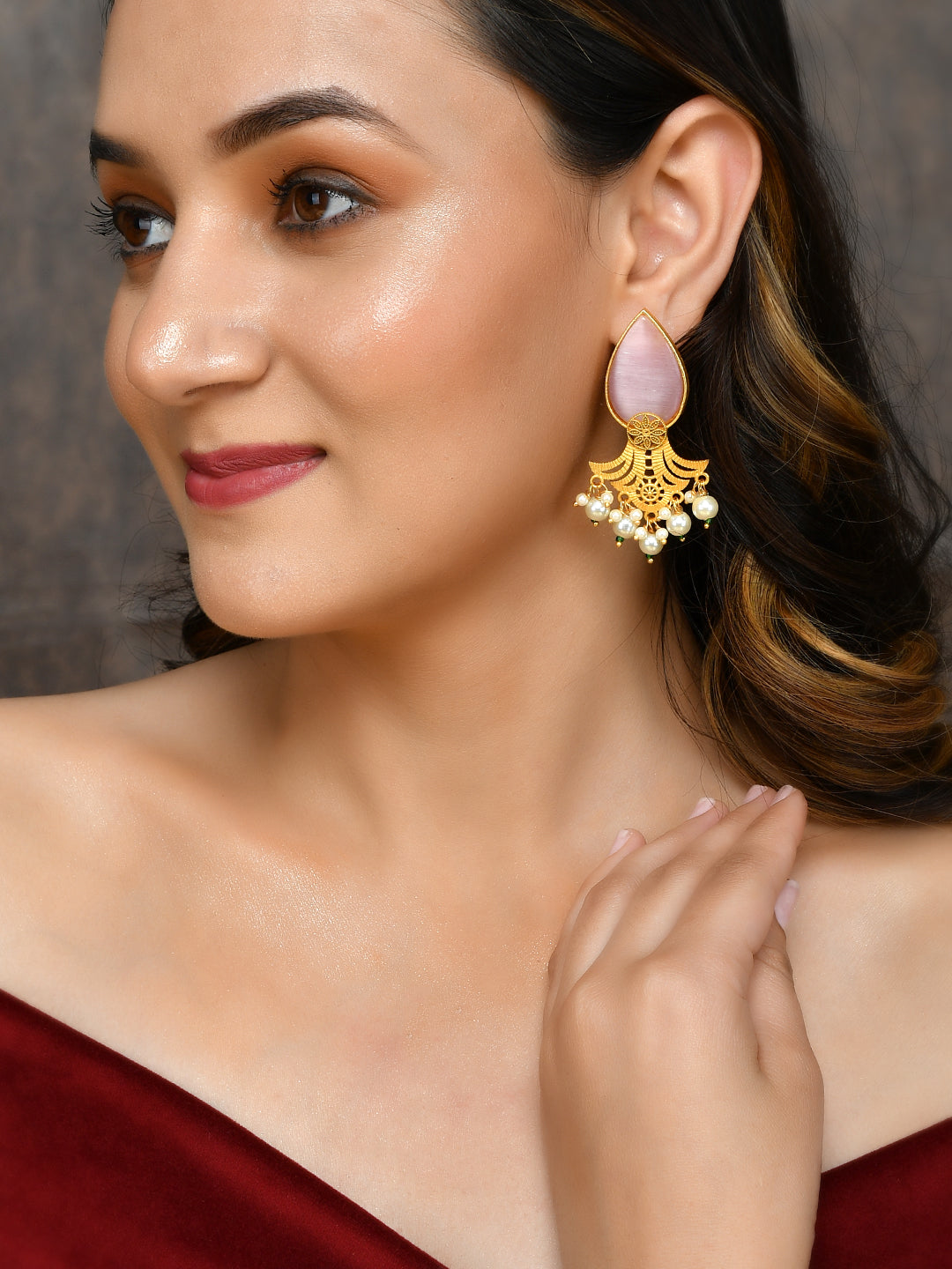 Gold-Toned Contemporary Jhumkas Earrings
