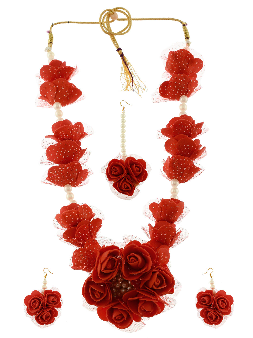 Red rose flower jewelry on sale set