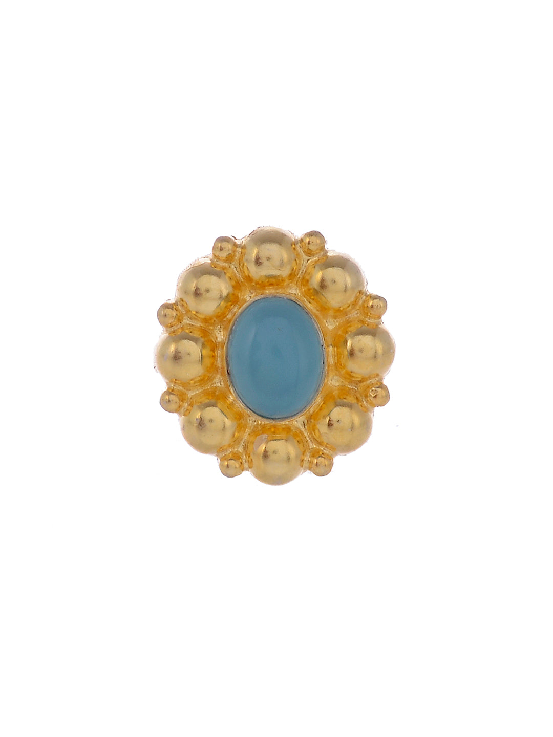 925 Sterling Silver Blue Chalcedony Gold Plated Ring