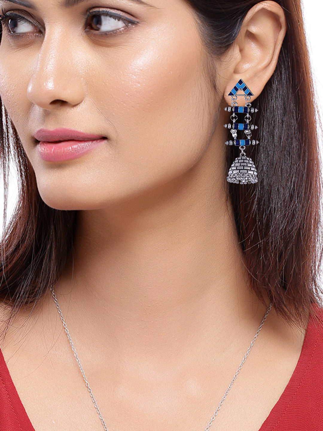 Silver Plated Dome Shaped Jhumka Earrings