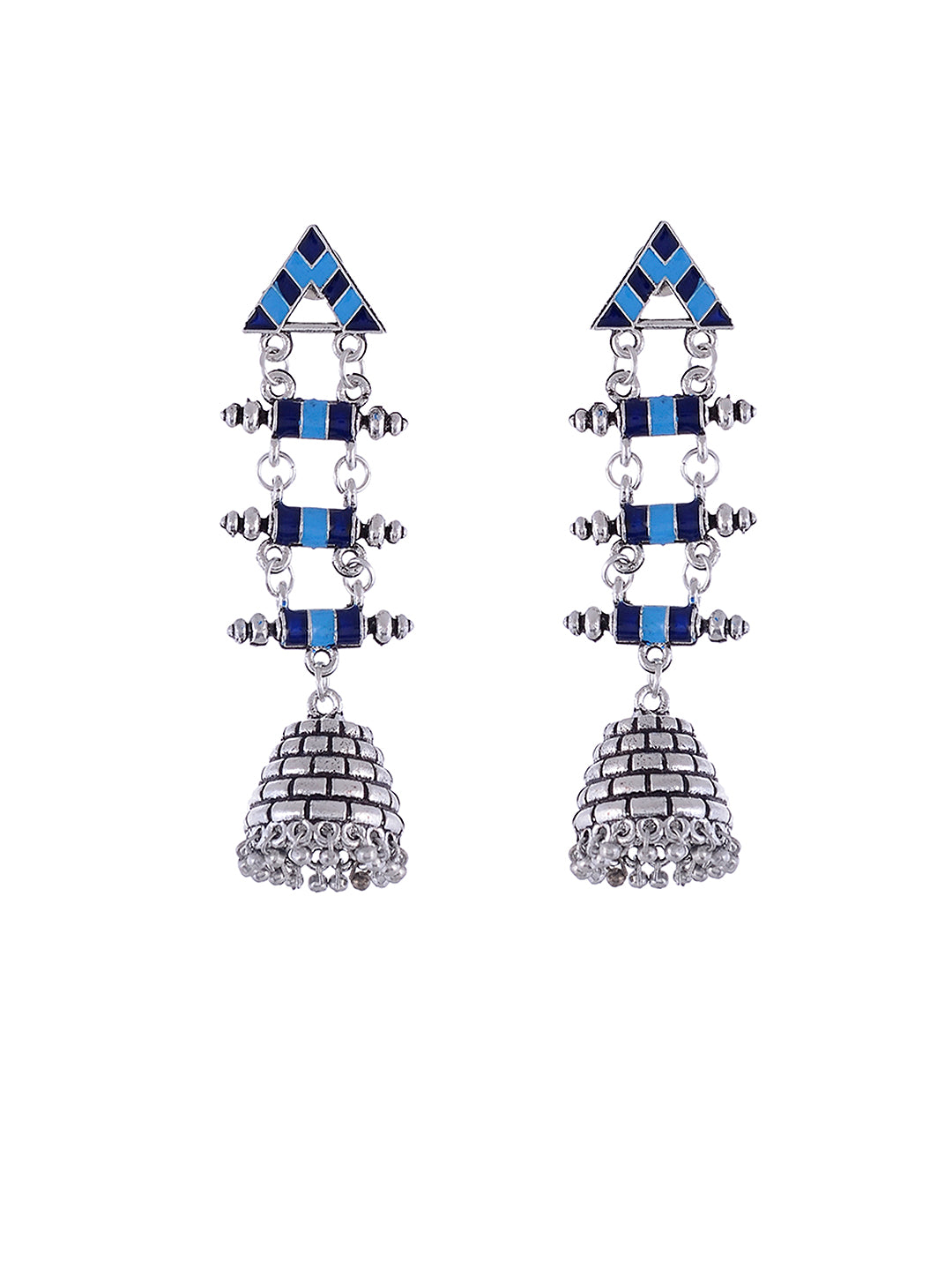 Silver Plated Dome Shaped Jhumka Earrings for Women Online