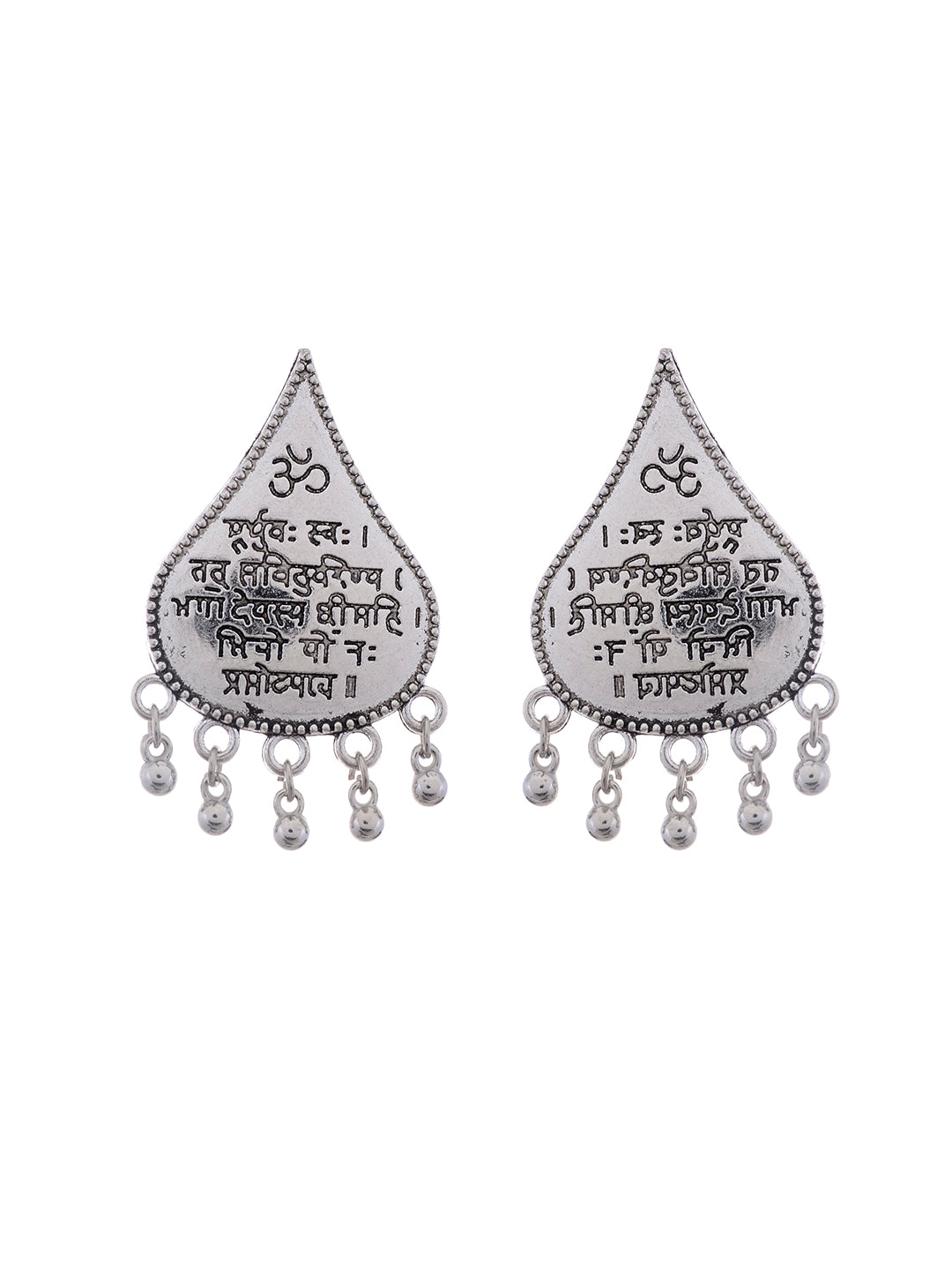 Silver Plated & White Teardrop Shaped Drop Earrings for Women Online