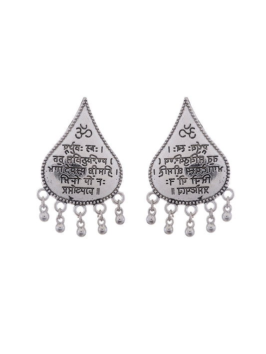 Silver Plated & White Teardrop Shaped Drop Earrings for Women Online
