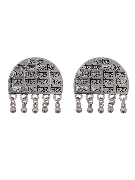 Silver Plated Spiritual Designed Earrings