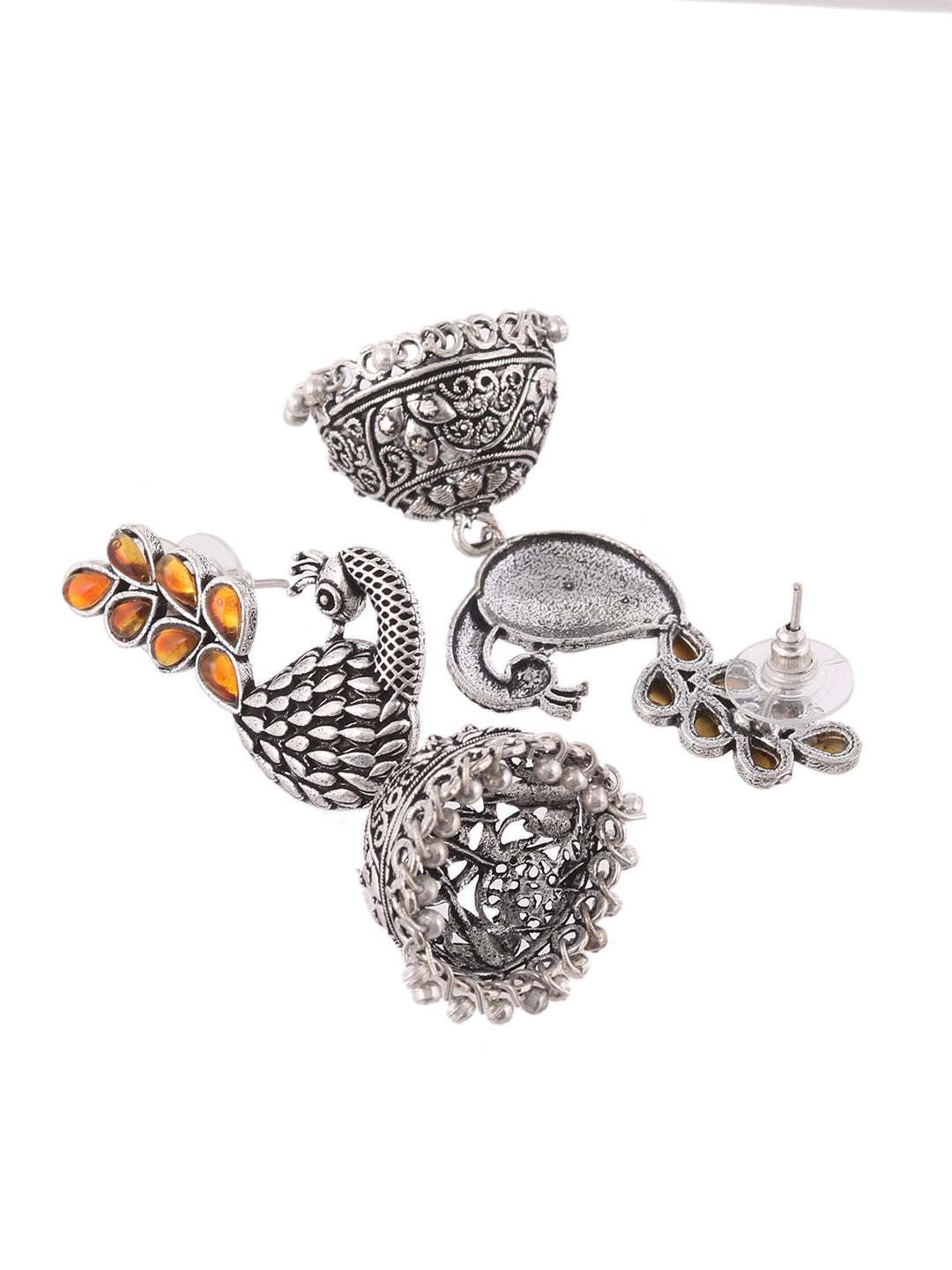 Silver Plated Dome Shaped Jhumka Earring