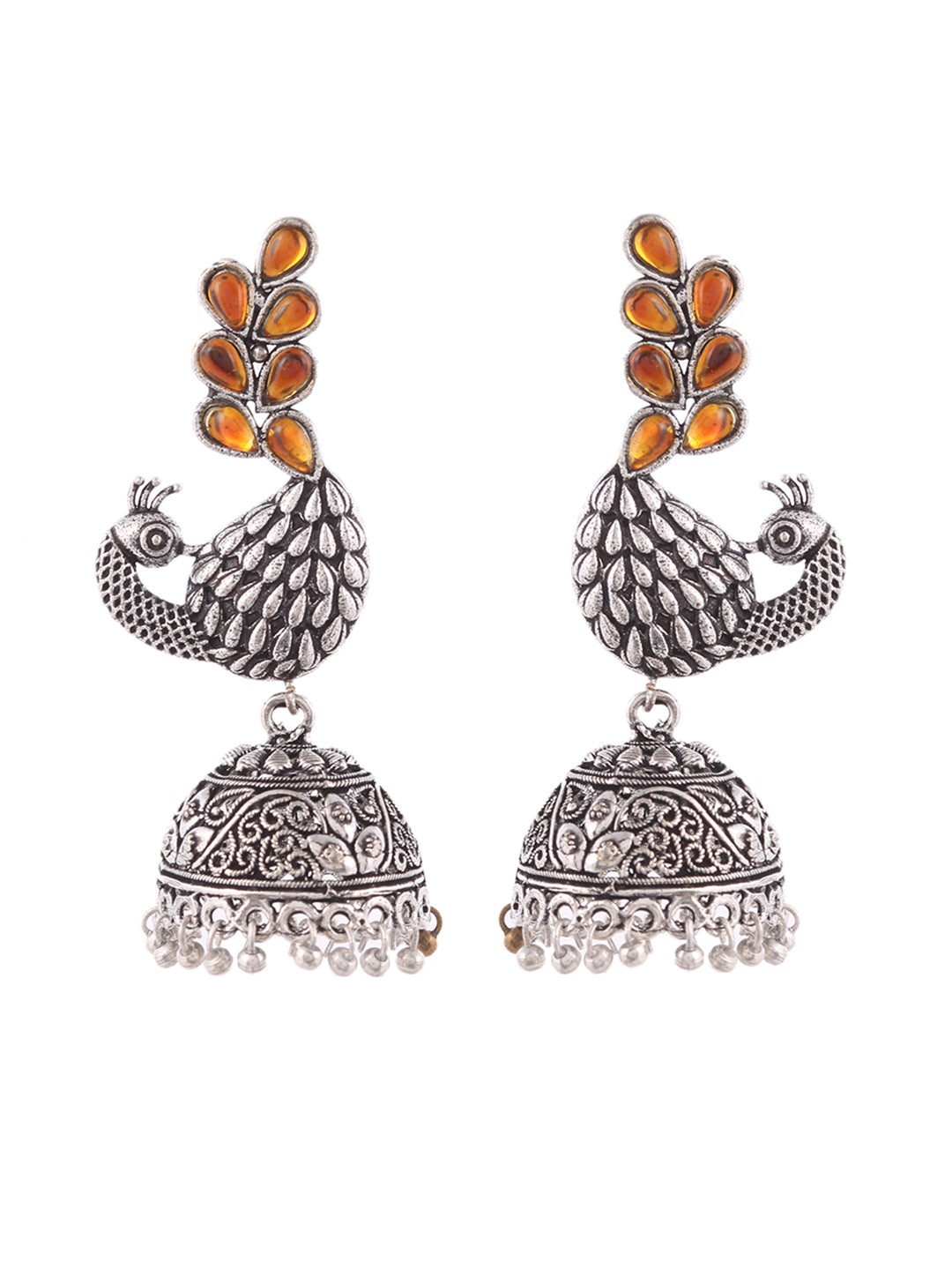 Silver Plated Dome Shaped Jhumka Earring