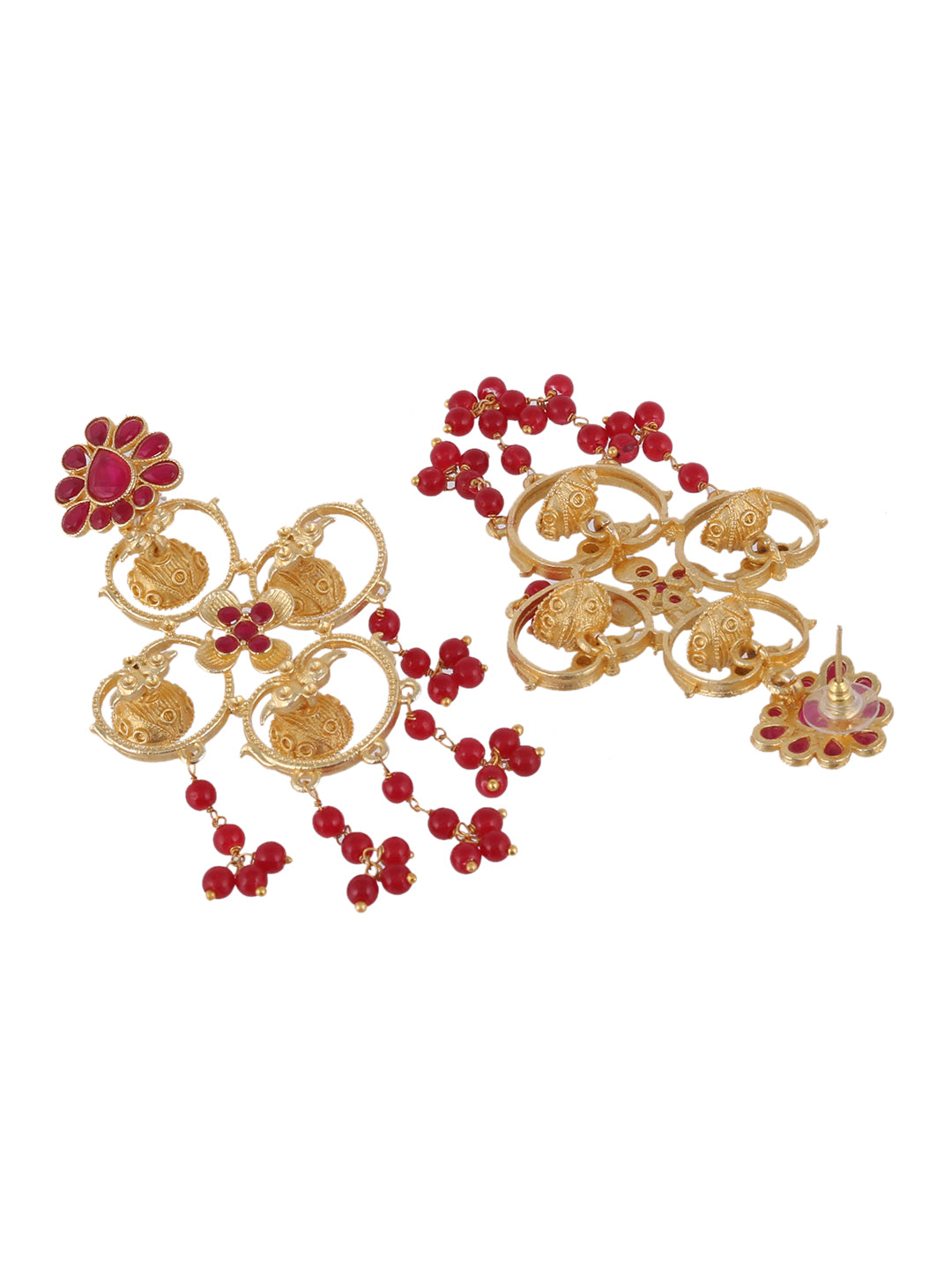 Gold Plated Red Classic Drop Earrings