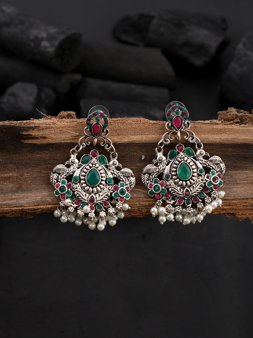 Silver Look Multi Oxidised Earrings for Women Online