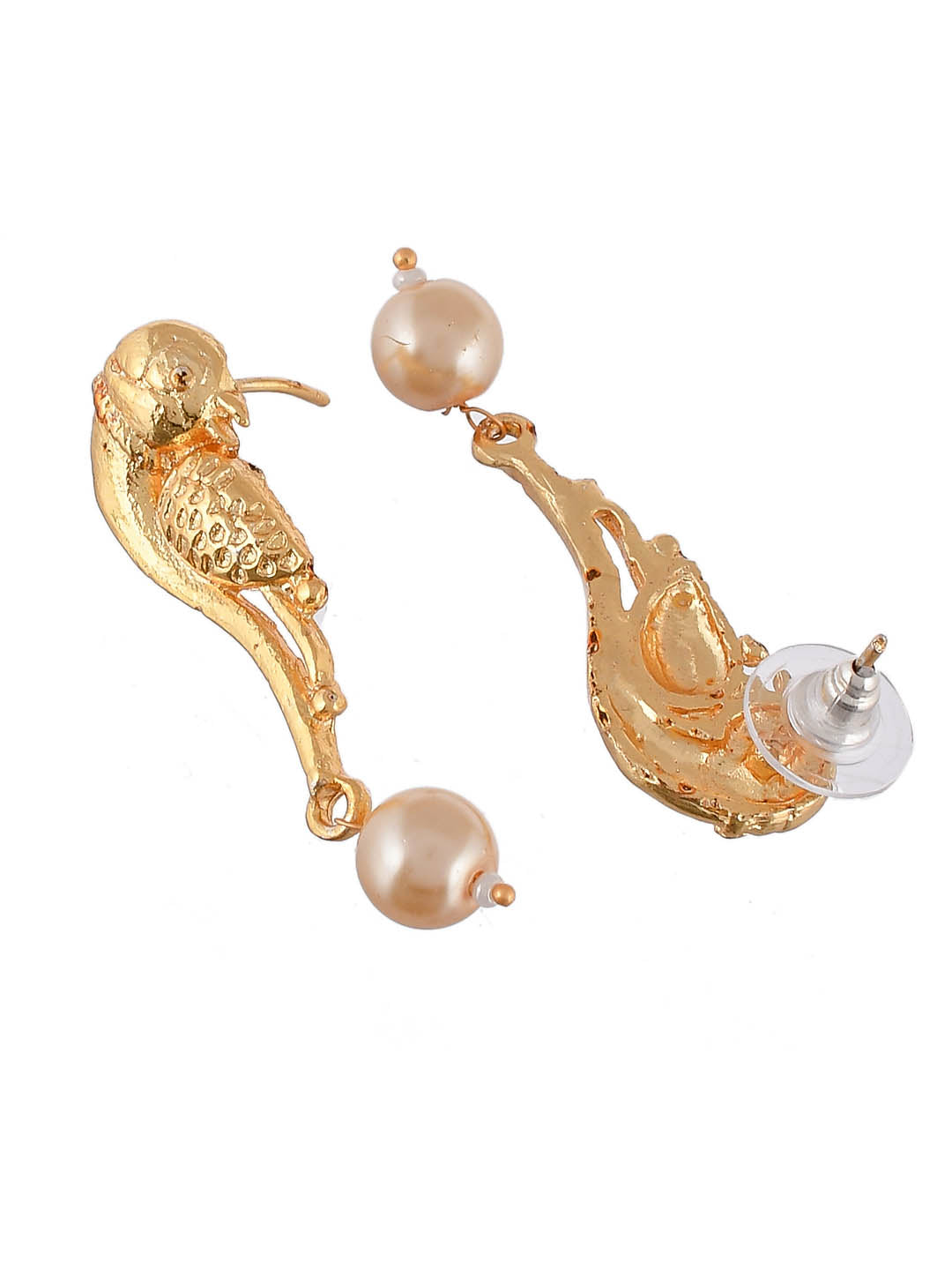 Gold Plated Peacock Pearl Drop Earrings