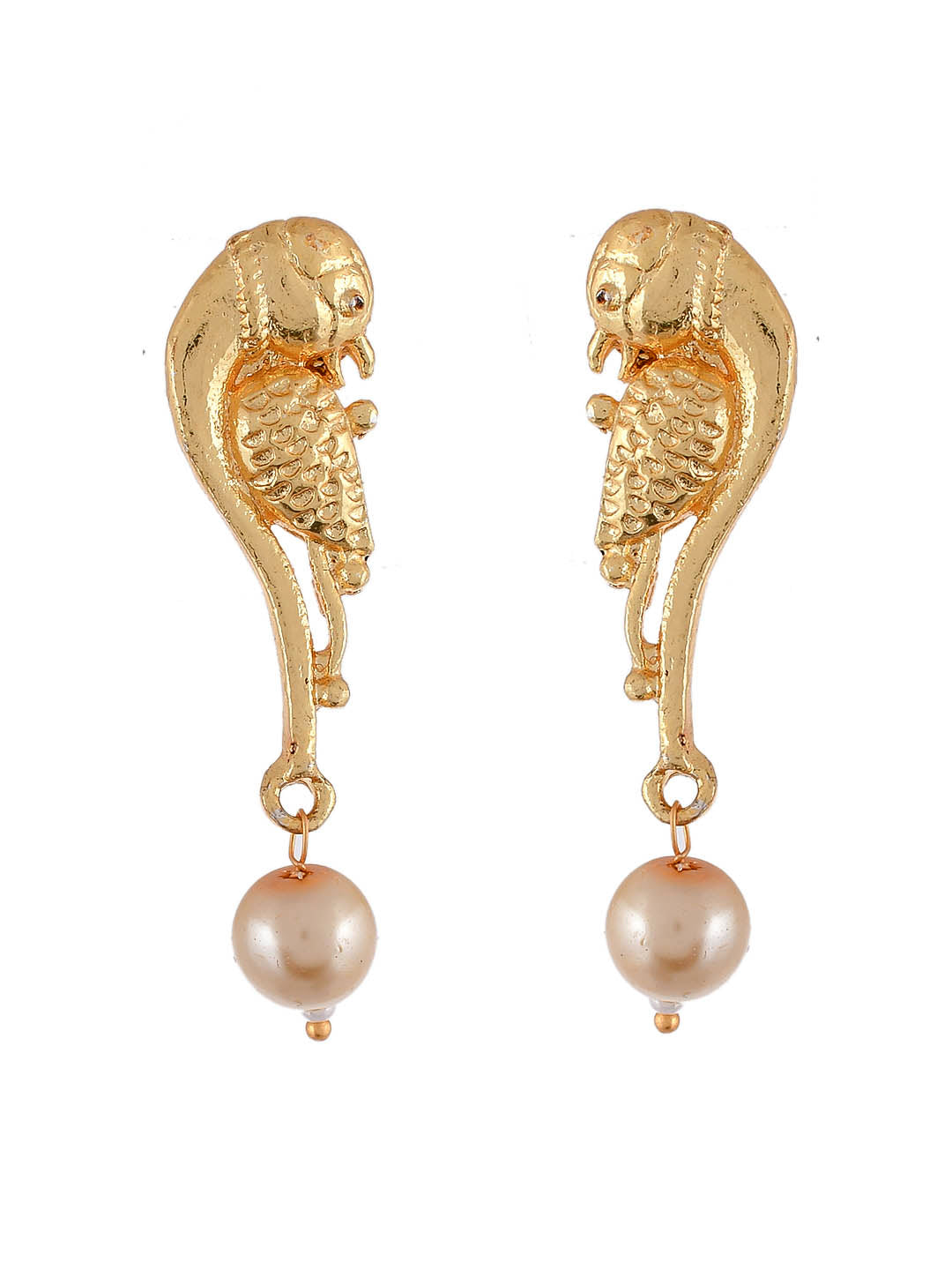 Gold Plated Peacock Pearl Drop Earrings