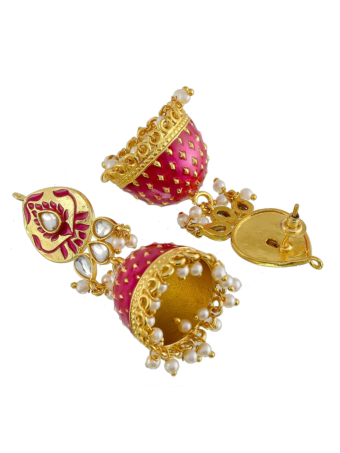Pink Kundan Girls Earrings For Girls