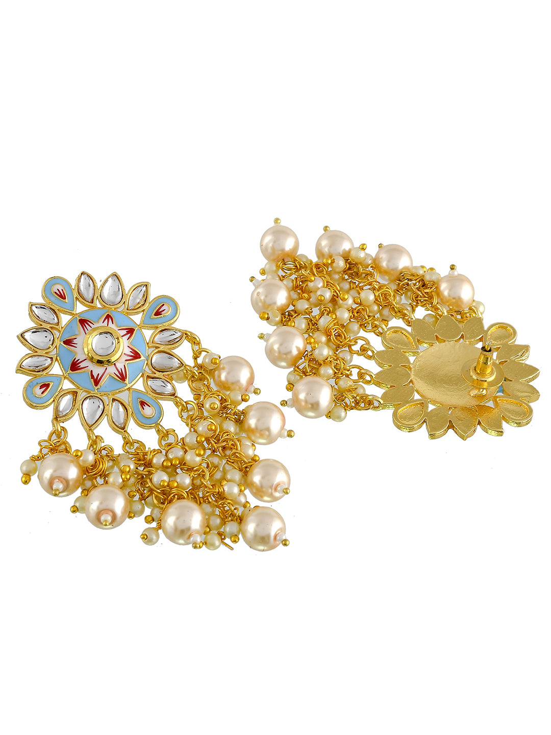 Gold Plated Pearl Drop Earrings For Woman