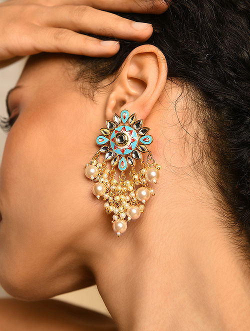 Teejh Ethnic Floral Silver Oxidised Jhumki Earrings Online For Women