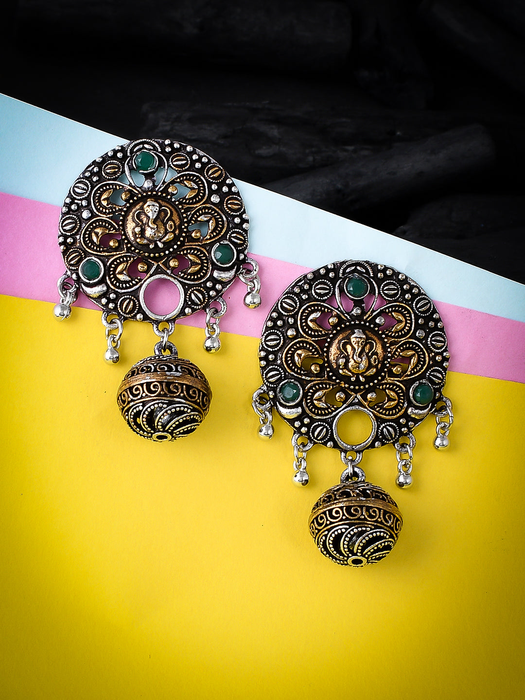 Oxidised Round Drop Earrings for Women Online