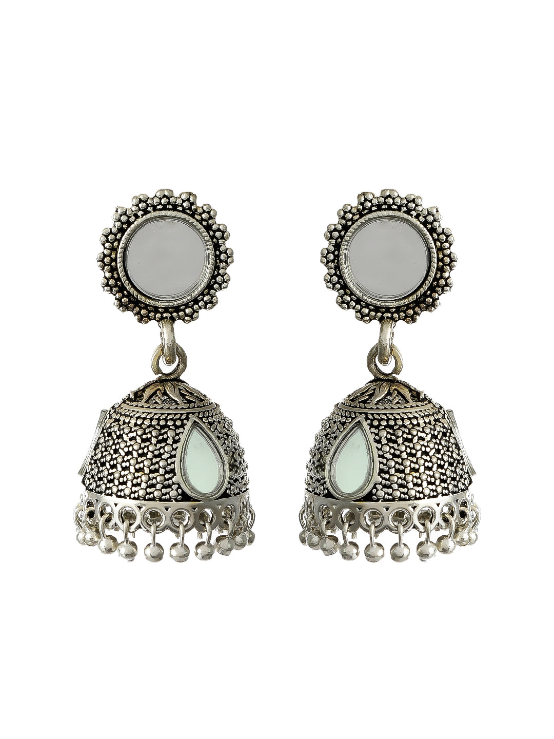 Oxidized Silver Plated Jhumka Earrings For Women