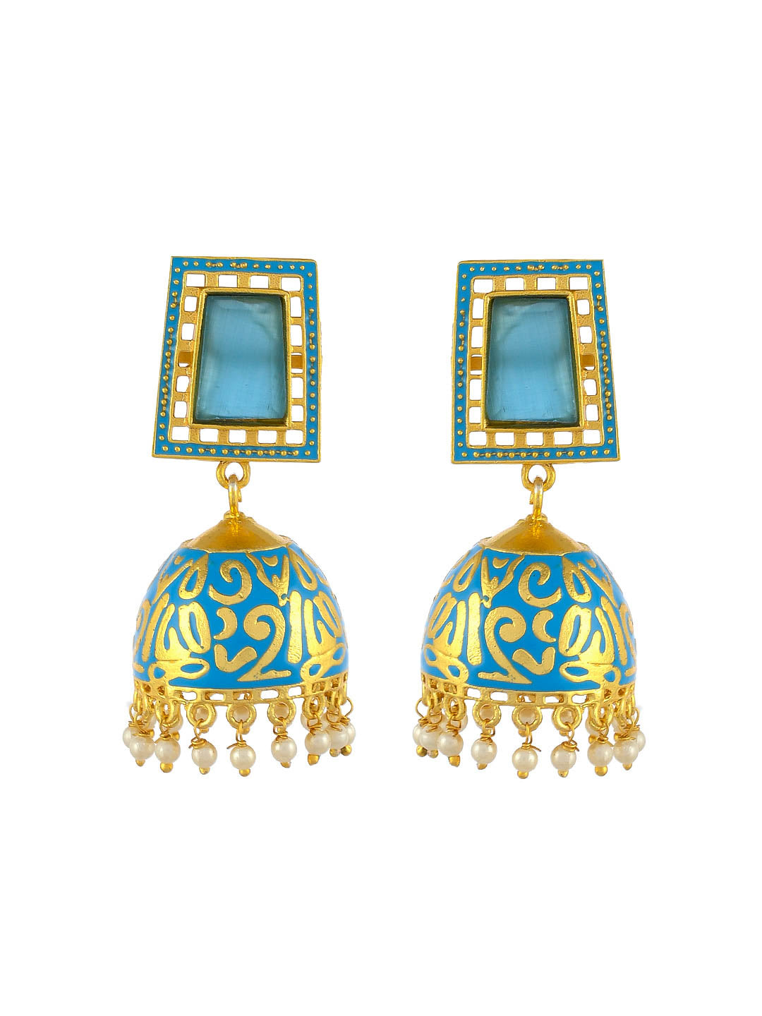 Sky Blue Bridal Traditional Stone Stylish Kundan Earrings/Jhumka For  Girls/Women (Pack of 1 Pair) With Box : Amazon.in: Fashion