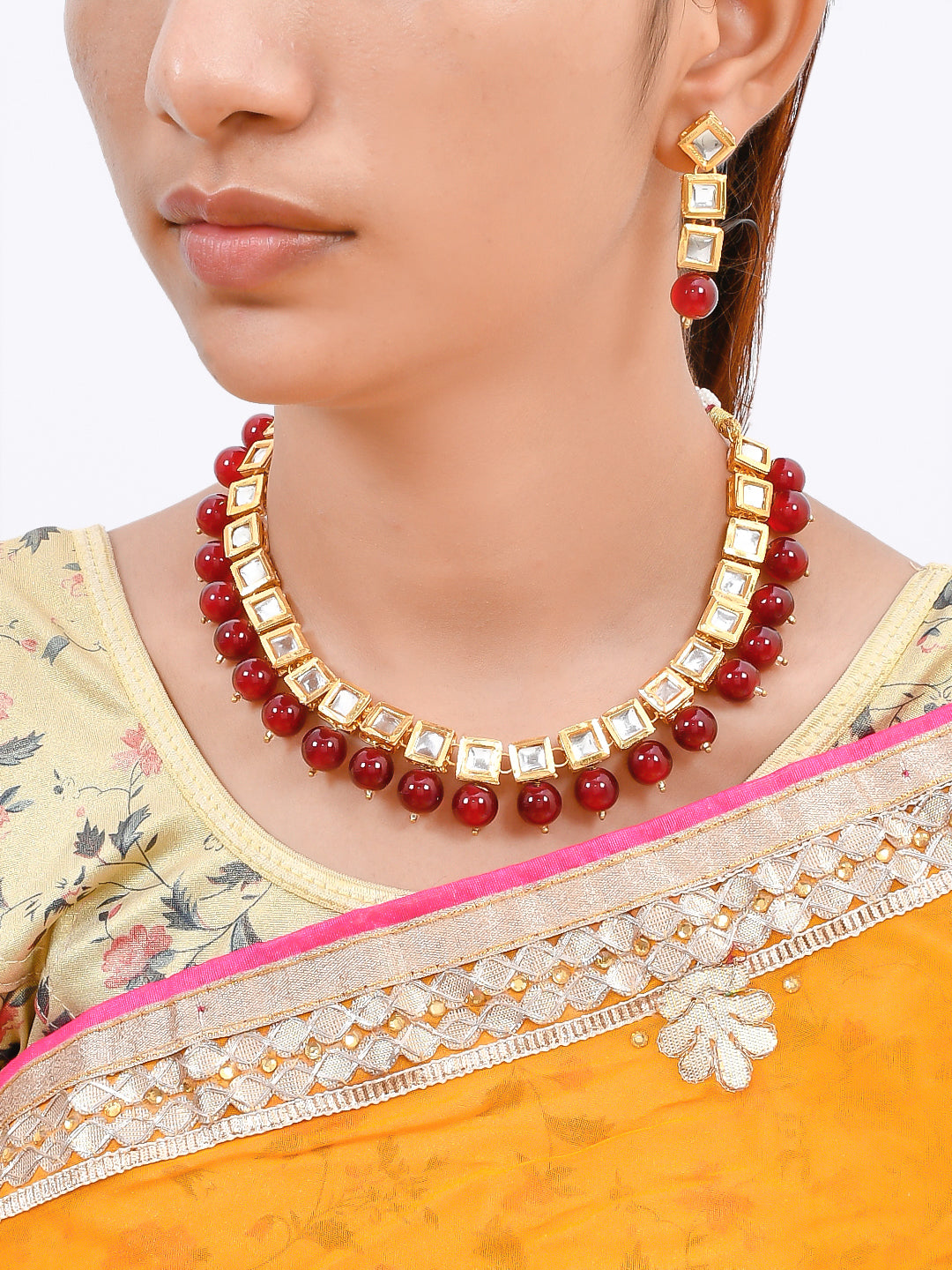 Everstylish Gold Plated Kundan Traditional Necklace Set for Women Online