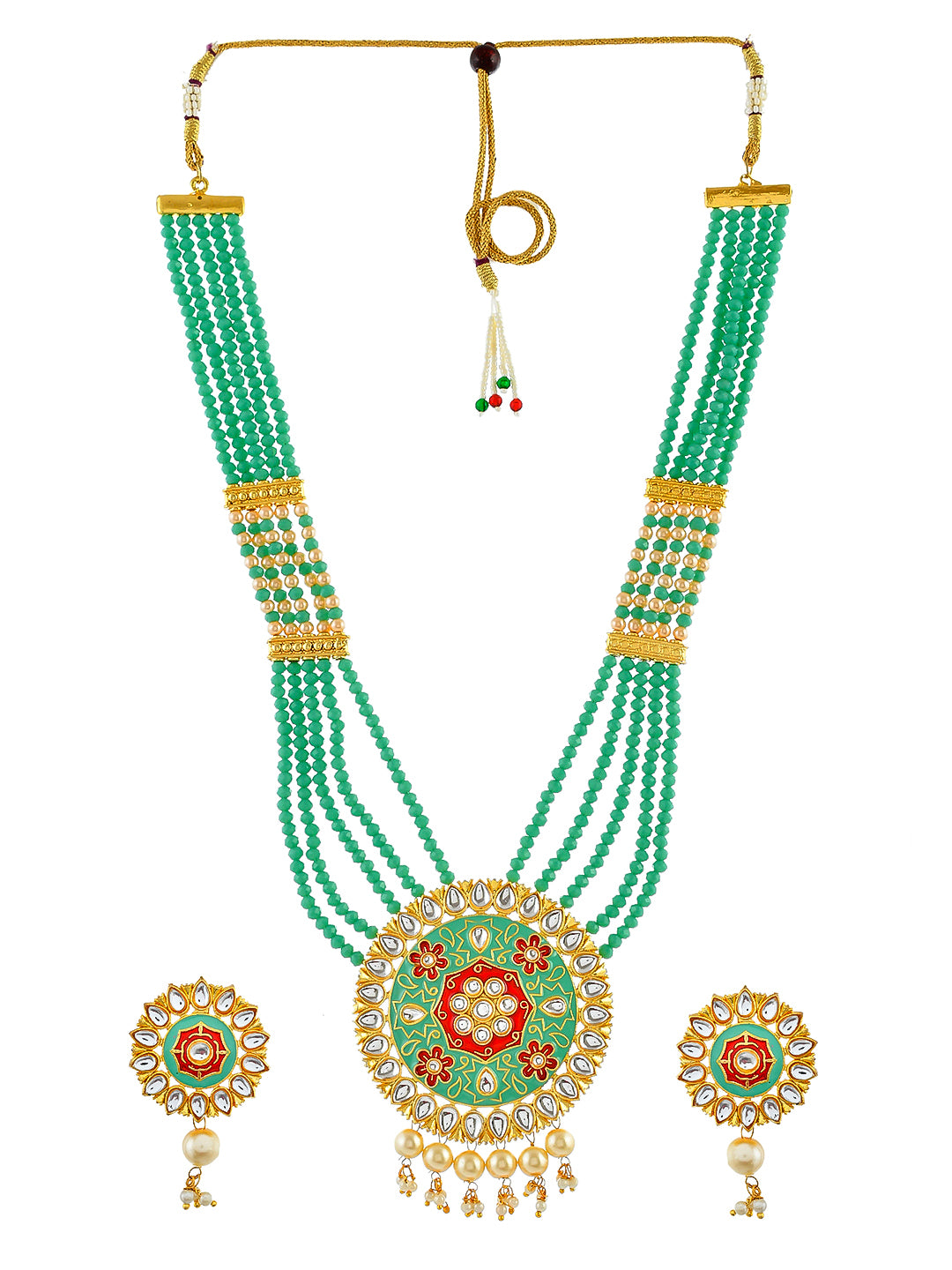 Kundan Meena Gold Plated Wedding Necklace Set For Women