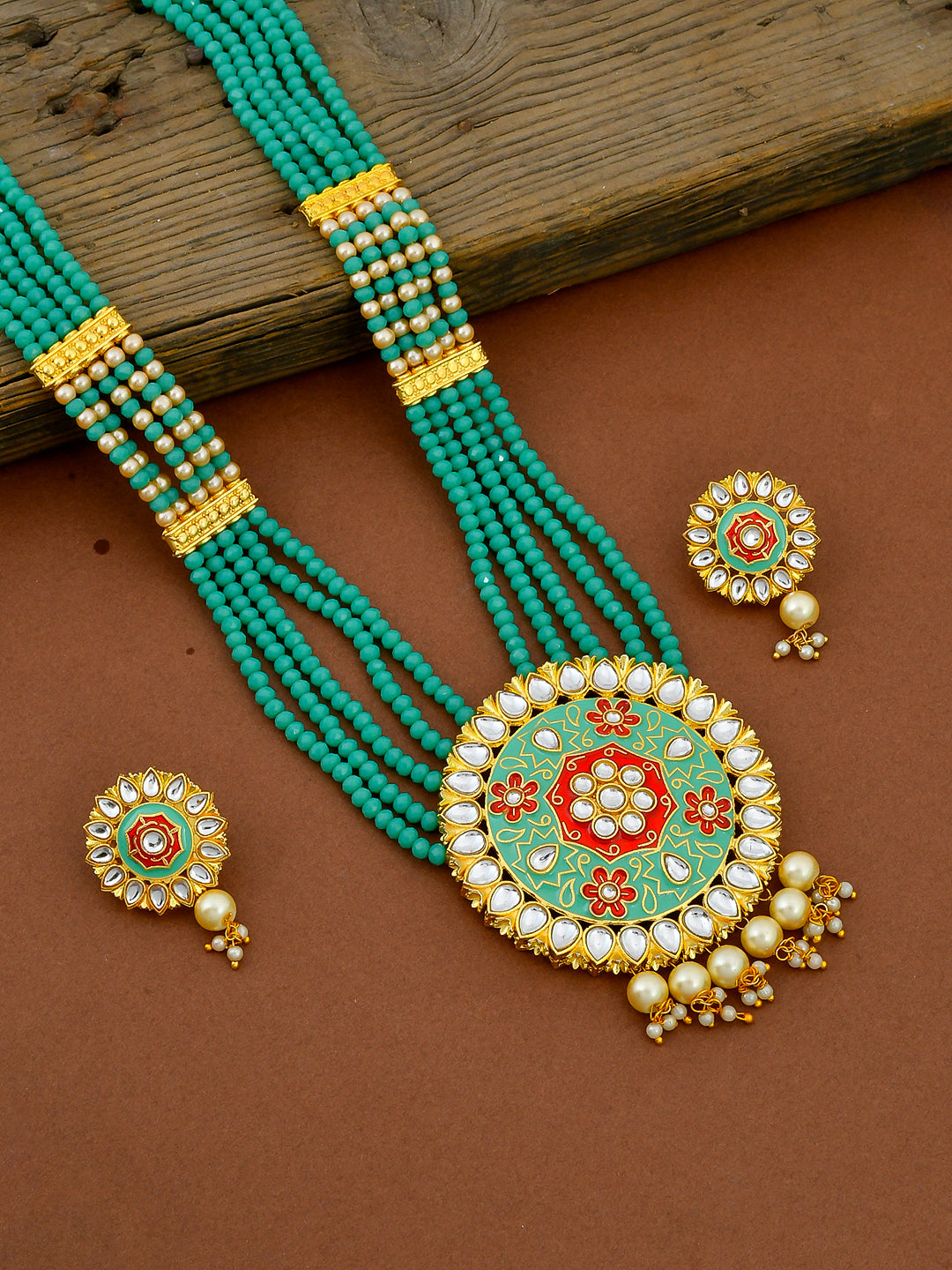 Kundan Meena Gold Plated Wedding Necklace Set for Women Online